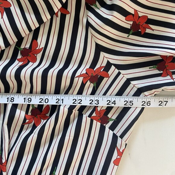 ELOQUII Black White Striped Red Floral Boho Midi Dress Sz 22 Cottagecore Ruffle - Picture 14 of 16